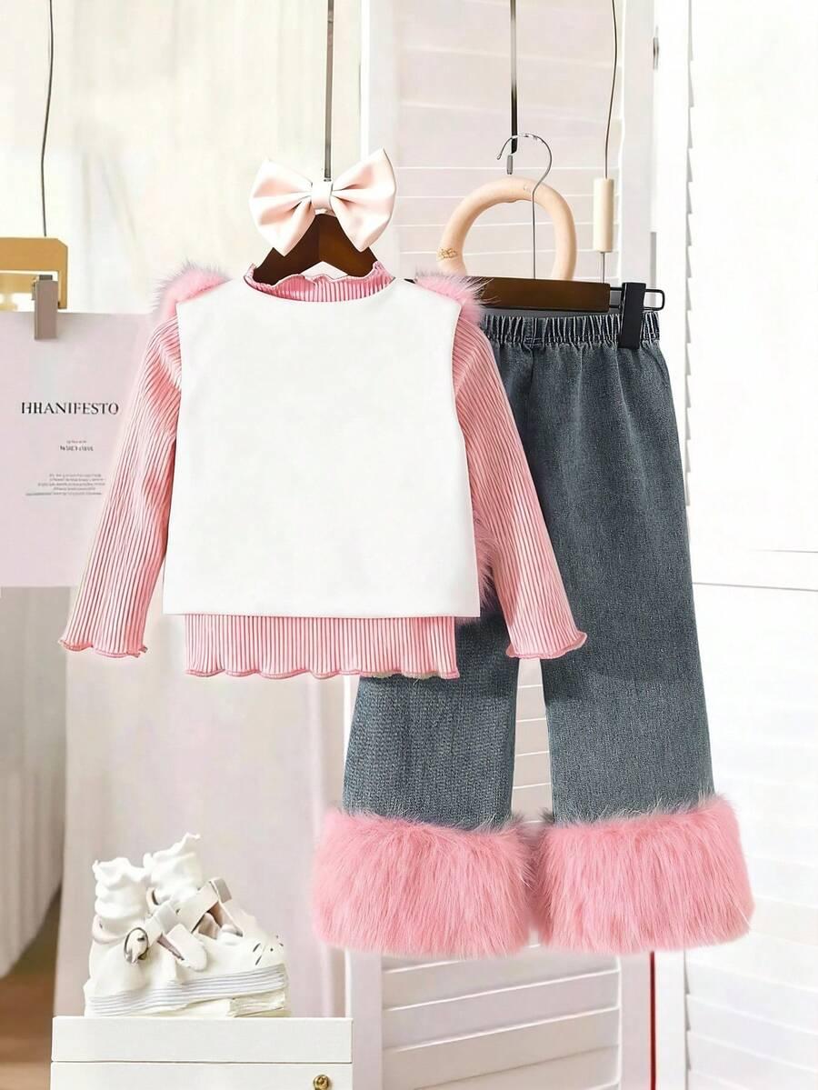 SHEIN SPODNIE KAMIZELKA KOMPLET S06__110-116