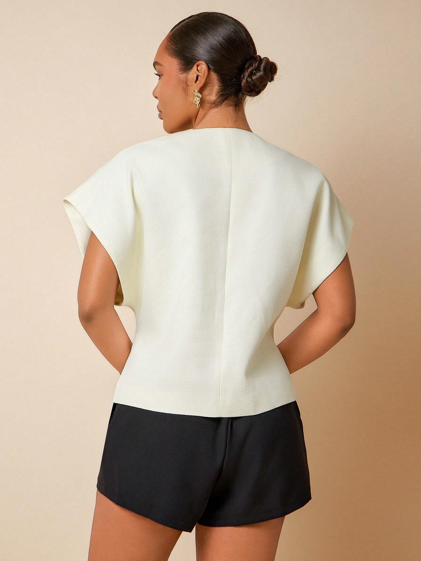 SHEIN KREMOWA ASYMETRYCZNA BLUZKA PK01__XXL