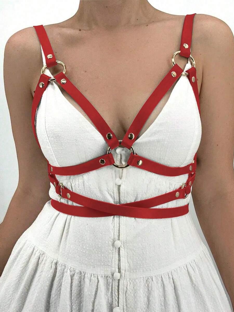 SHEIN CZERWONY TOP RAMIĄCZKA S07__M