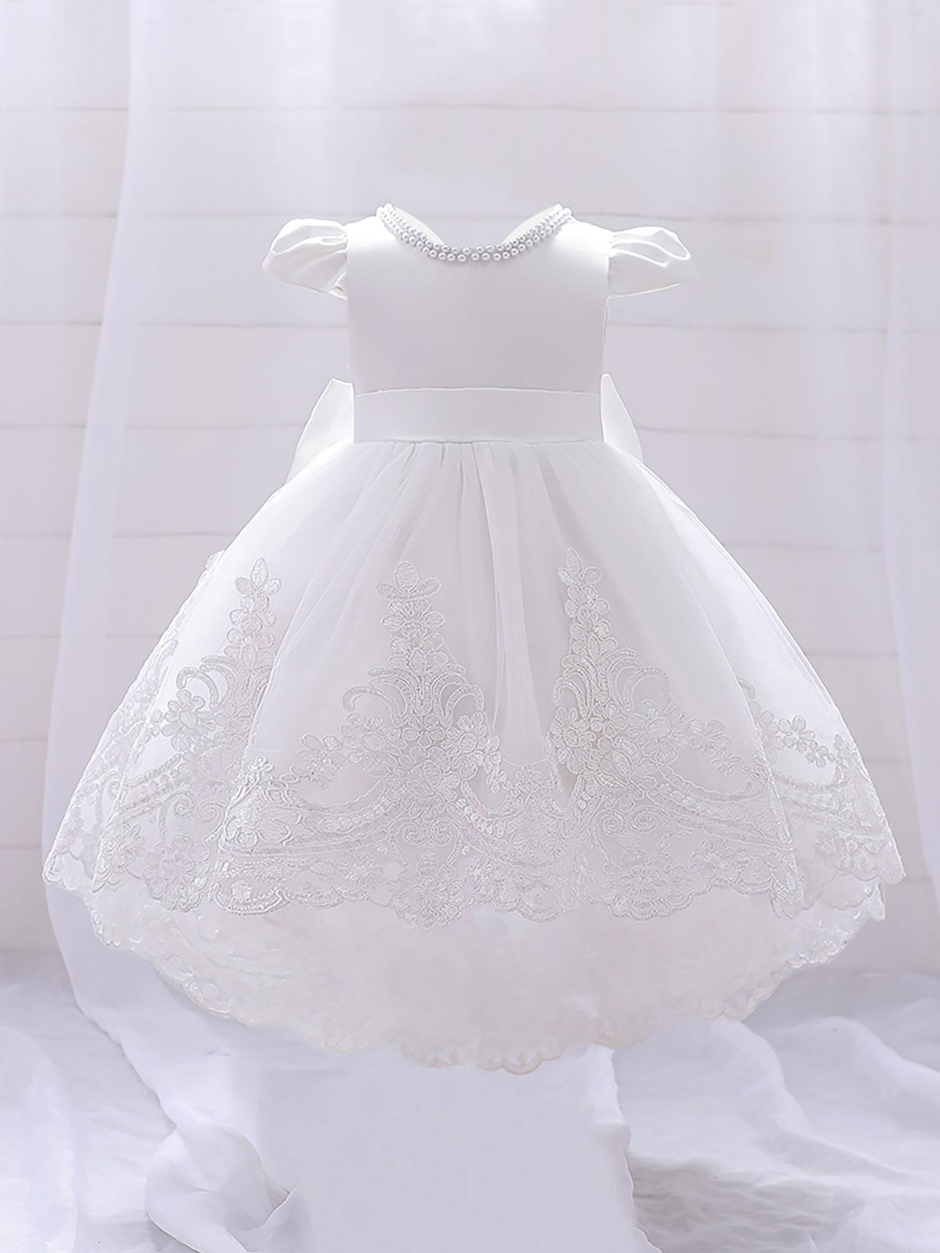 SHEIN BIAŁA SUKIENKA KOKARDA S06__104-110