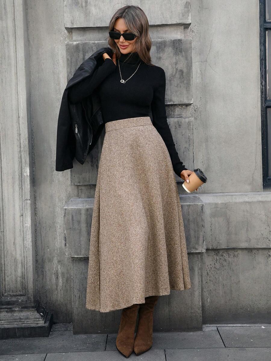 SHEIN BRĄZOWA MAXI SPÓDNICA S06__M