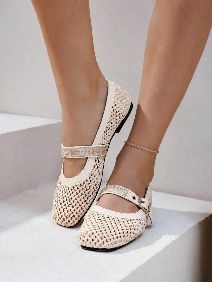 SHEIN BEŻOWE BALERINY SIATECZKA S06__40