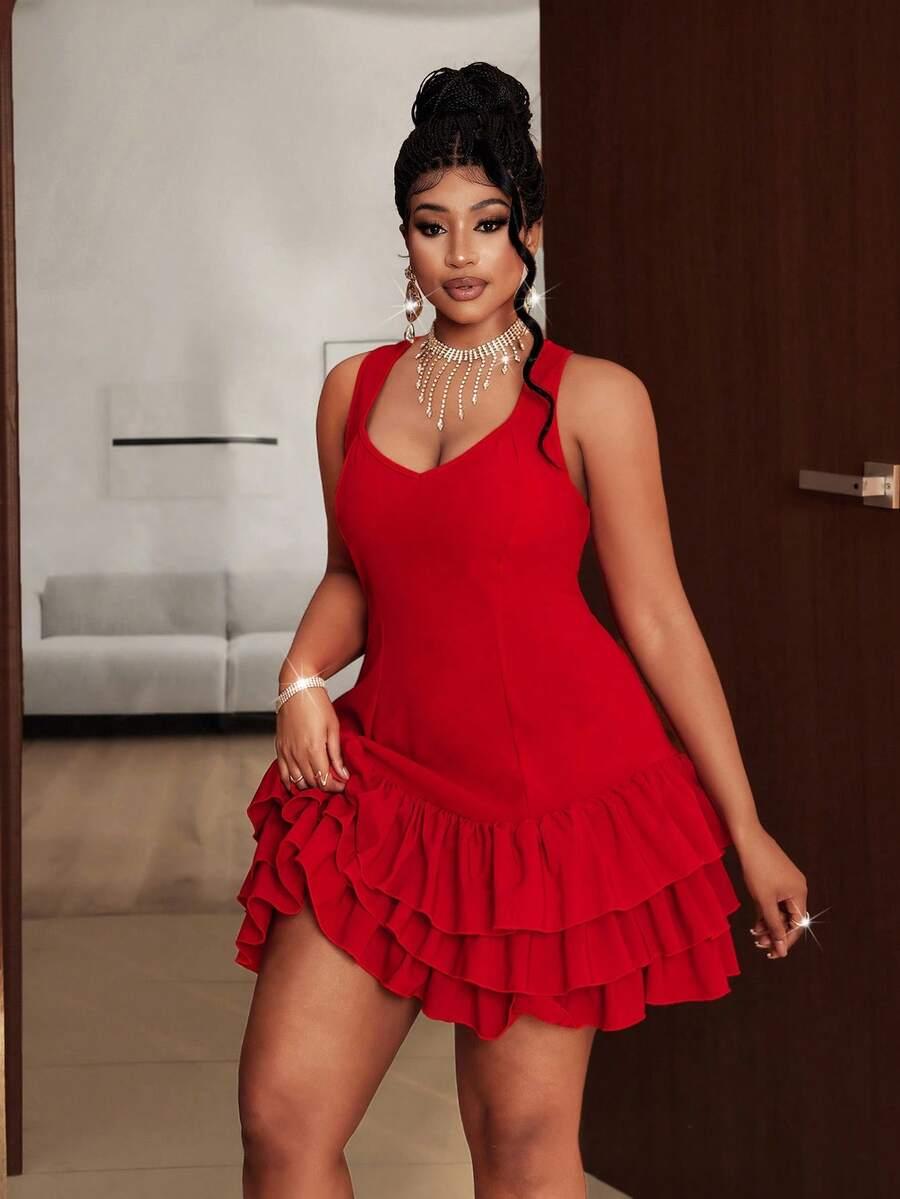 SHEIN CZERWONA MINI SUKIENKA S06__XXL