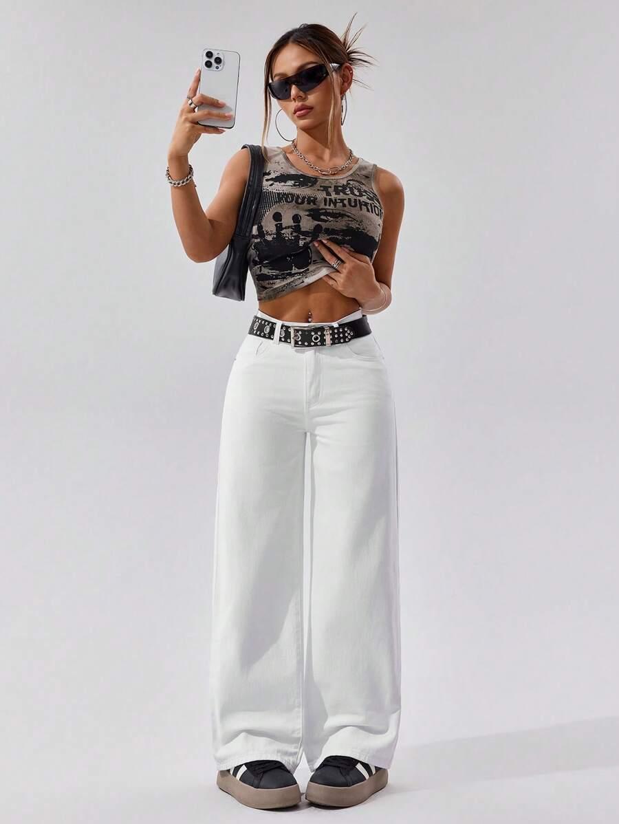 SHEIN BIAŁE SPODNIE JEANS S06__M