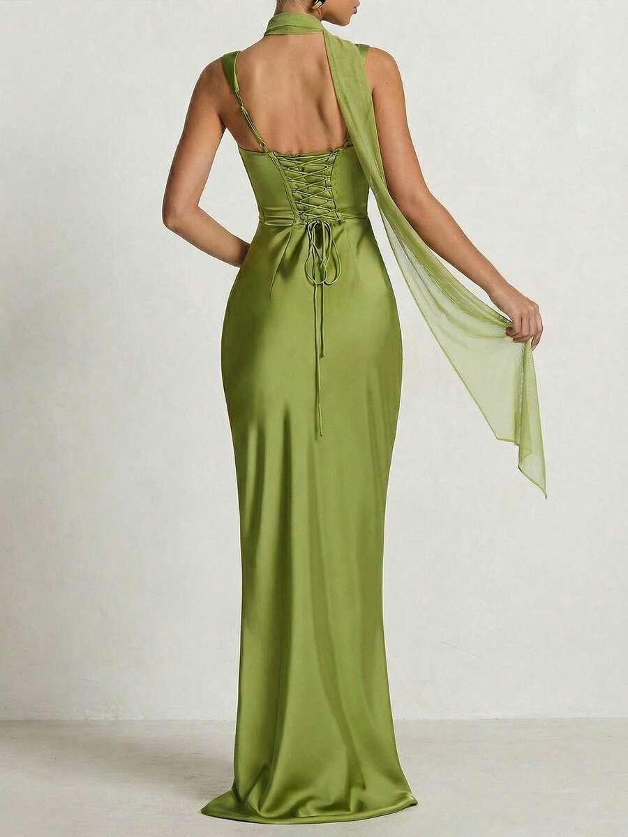 SHEIN ZIELONA MAXI SUKIENKA S06__S