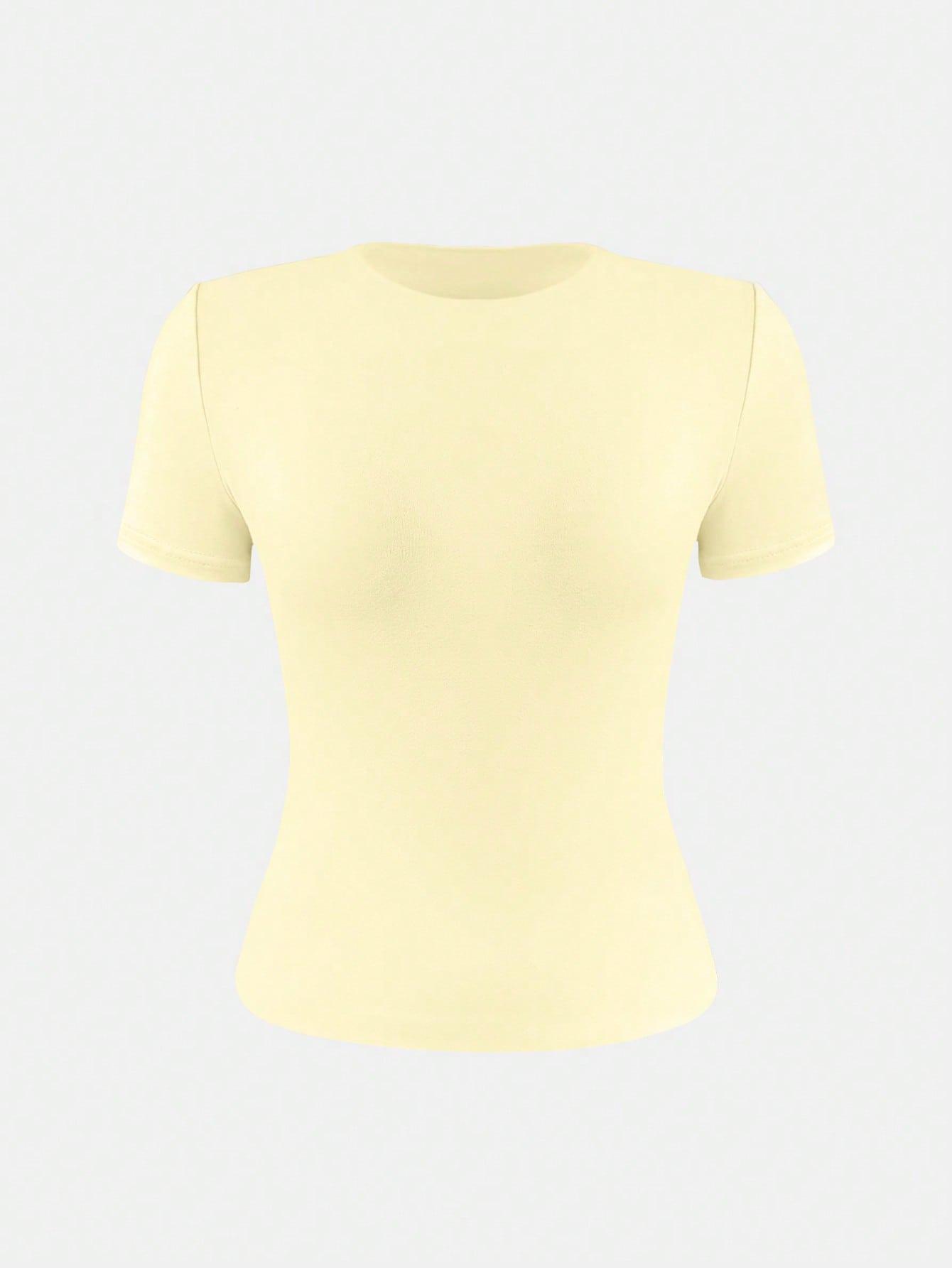 SHEIN ŻÓŁTY TOP KRÓTKI RĘKAW S06__M