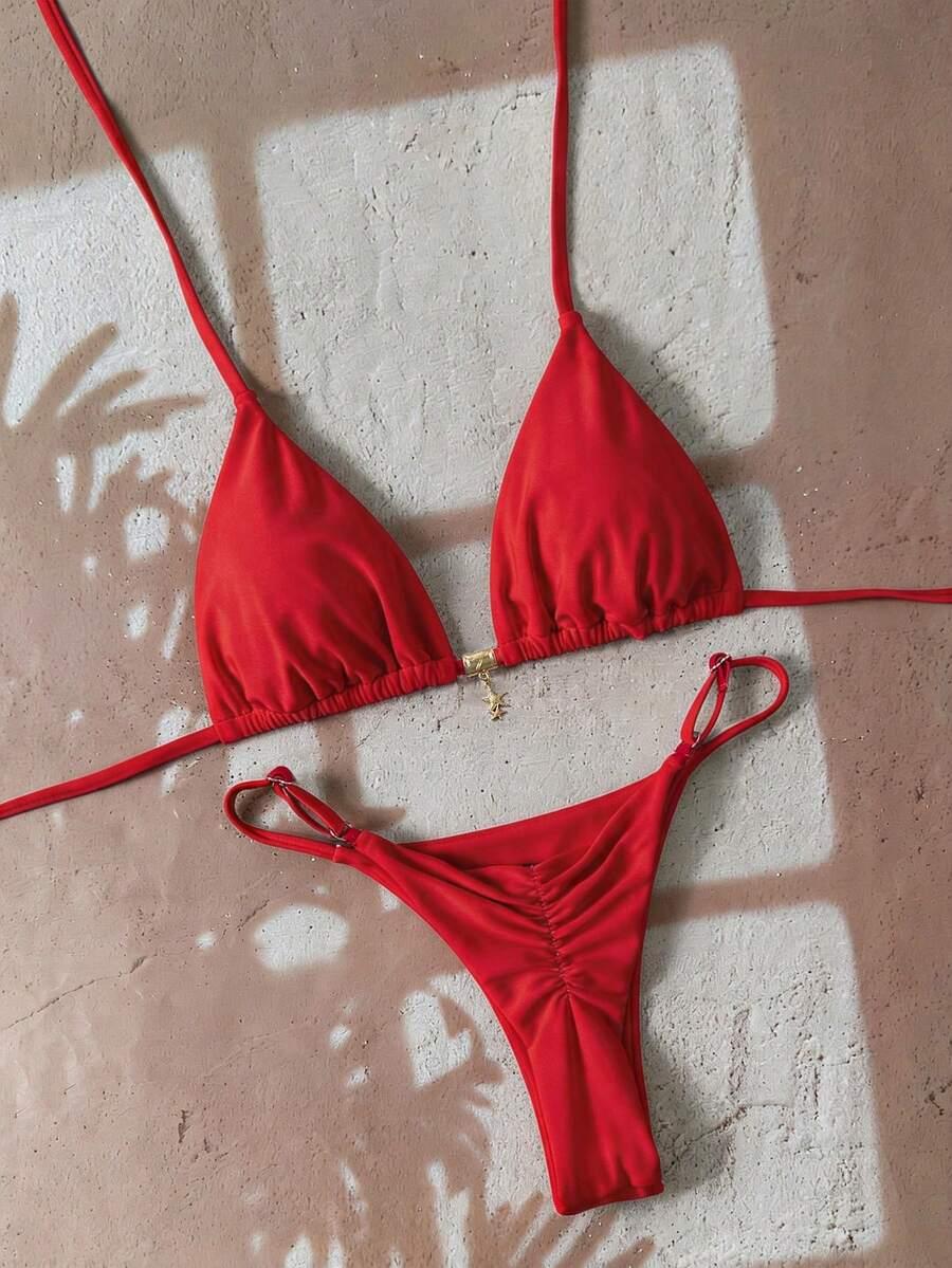 SHEIN CZERWONY DWUCZĘŚCIOWY STRÓJ KĄPIELOWY S09__S