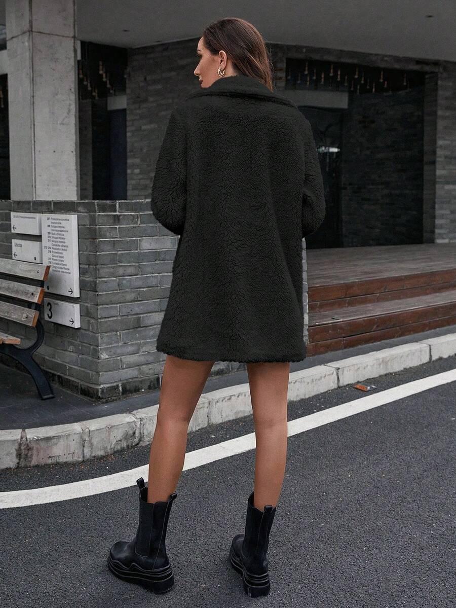 SHEIN CZARNY PŁASZCZ MIŚ W01__S