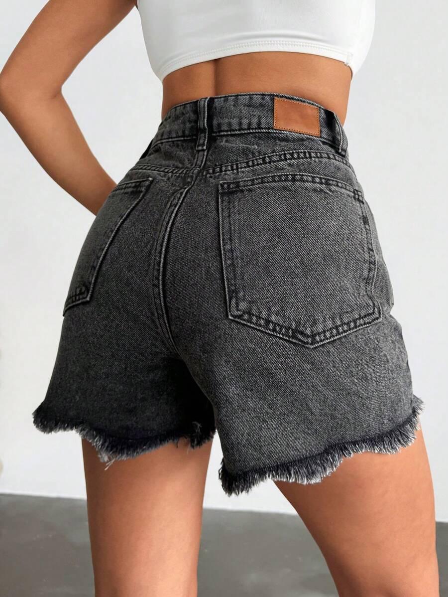 SHEIN SZARE SPODENKI JEANS S06__S
