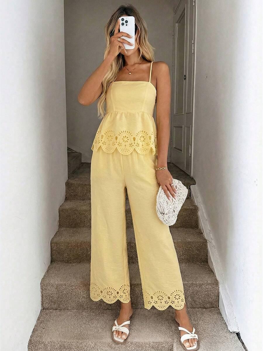 SHEIN ŻÓŁTY KOMPLET TOP SPODNIE S06__S