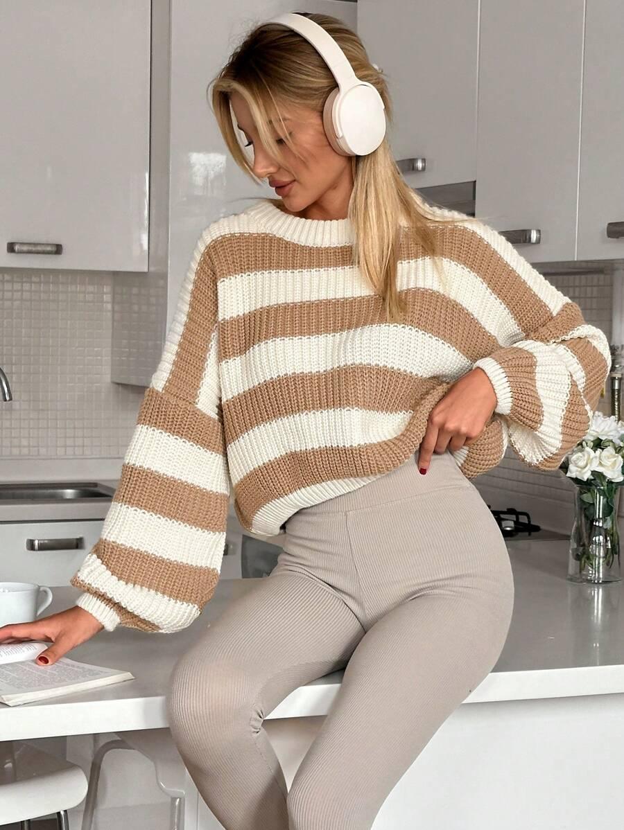 SHEIN SWETER WZÓR PASKI S06__S
