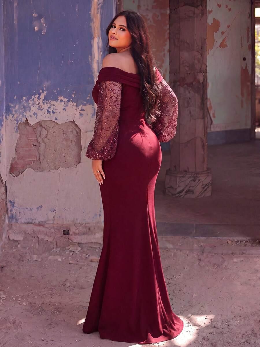 SHEIN BORDOWA SUKIENKA MAXI ZDOBIENIE S09__46