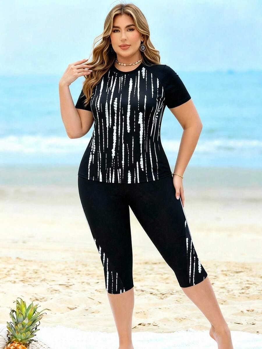 SWIM LUSHOIRE GÓRA OD BIKINI PRINT KONTRAST BLUZKA PK01__XXL