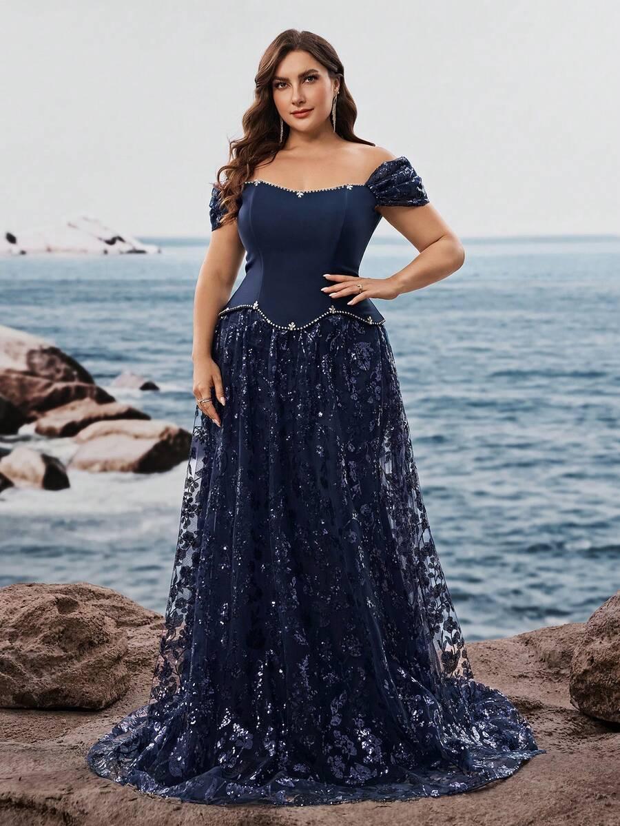 SHEIN GRANATOWA MAXI SUKIENKA S06__XXL