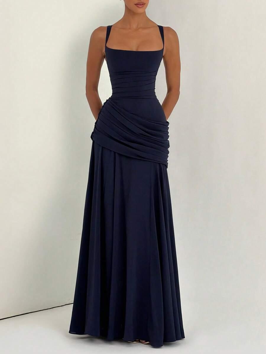 SHEIN GRANATOWA MAXI SUKIENKA S06__L