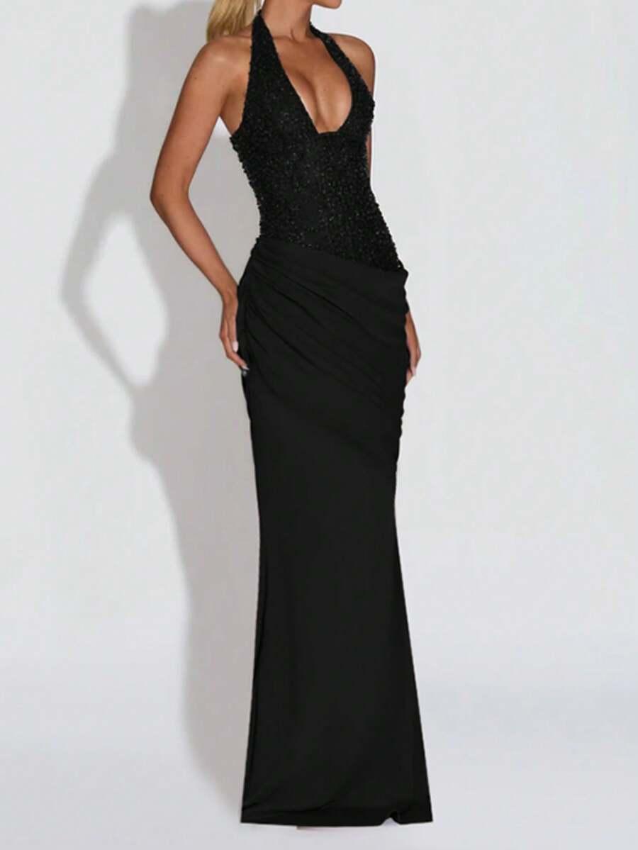 SHEIN CZARNA MAXI SUKIENKA PK01__XS