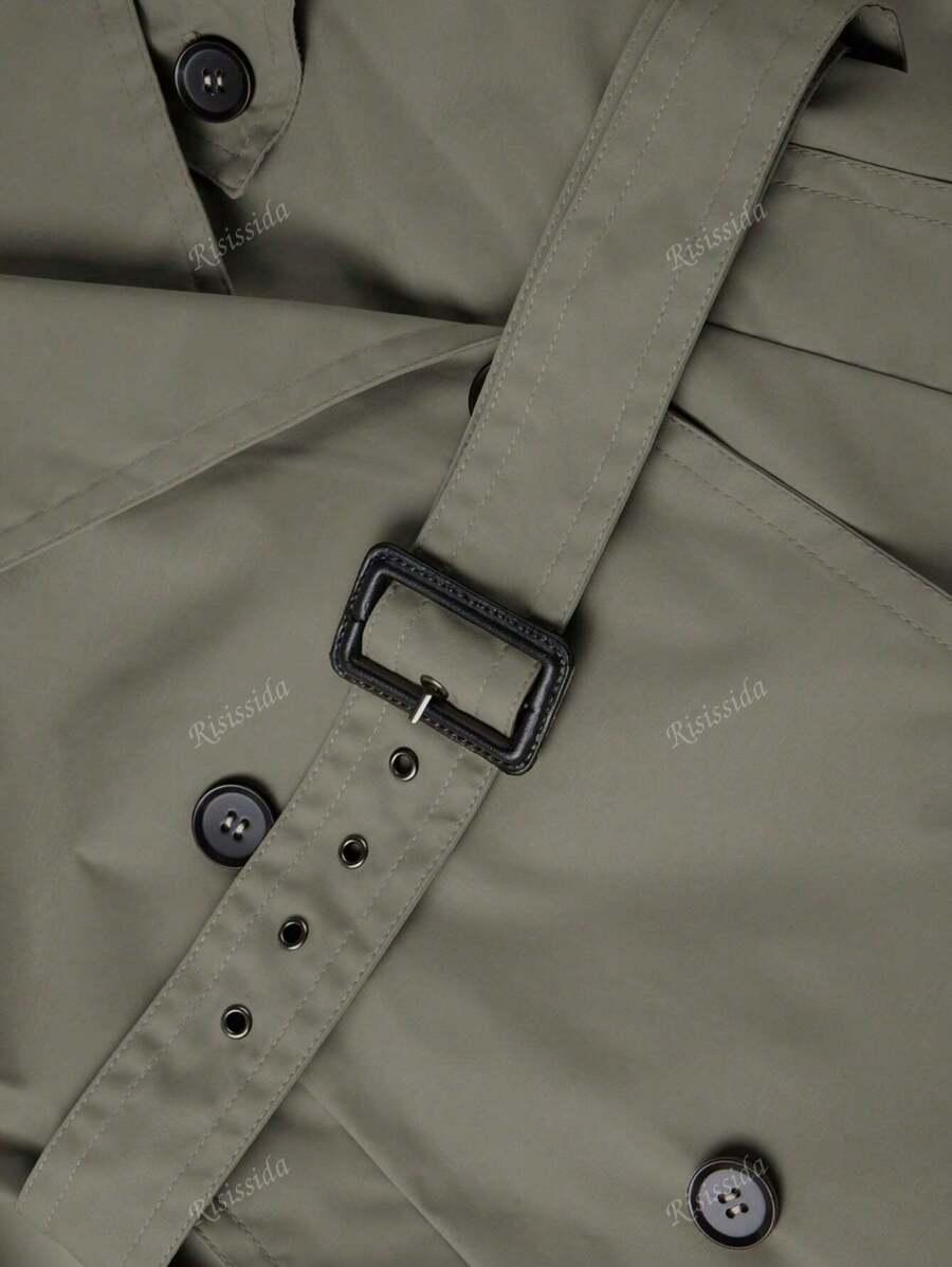 SHEIN ZIELONY PŁASZCZ TRENCZ GUZIKI W01__XS