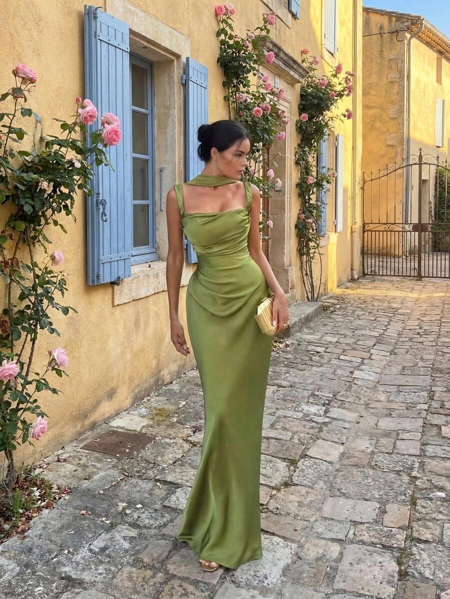 SHEIN ZIELONA MAXI SUKIENKA S06__S