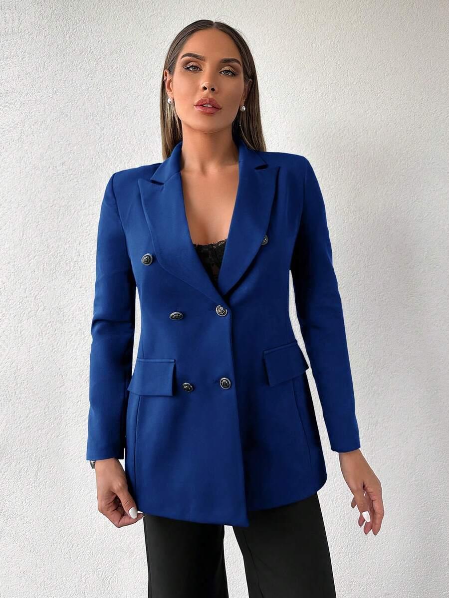 SHEIN GRANATOWA DWURZĘDOWA MARYNARKA S06__XL