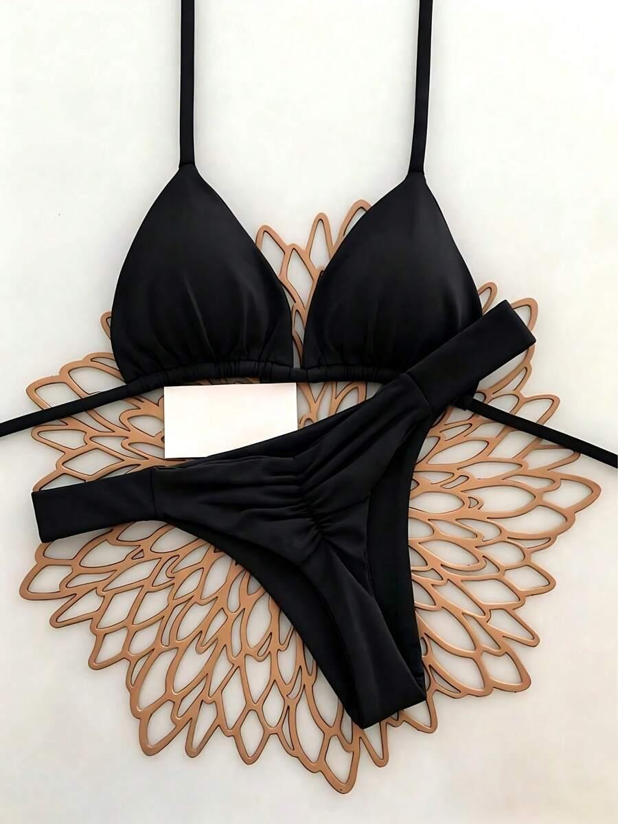 SHEIN CZARNY KOMPLET BIKINI STRINGI PK01__M