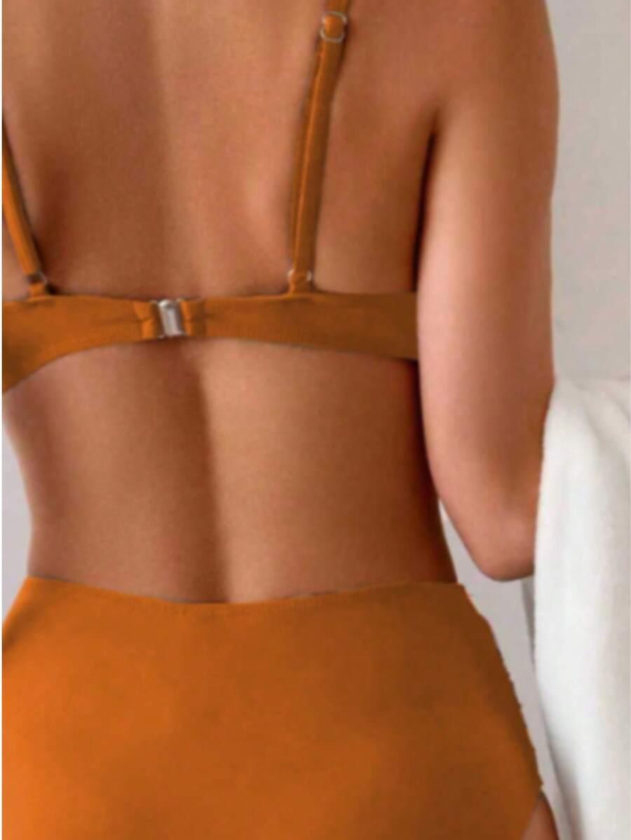 SHEIN POMARAŃCZOWY DWUCZĘŚCIOWY STRÓJ KĄPIELOWY S09__L