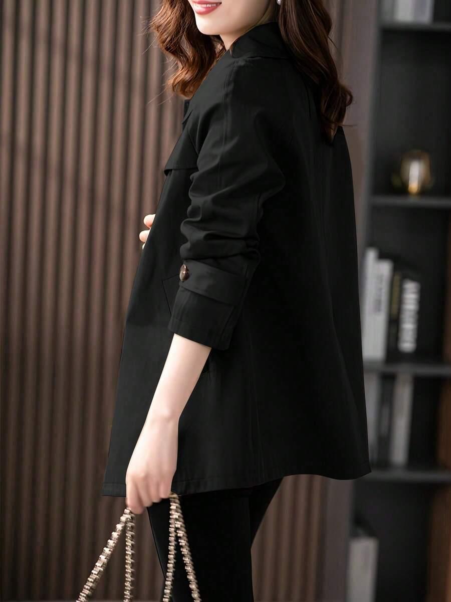 SHEIN CZARNY PŁASZCZ GUZIKI W01__XXL