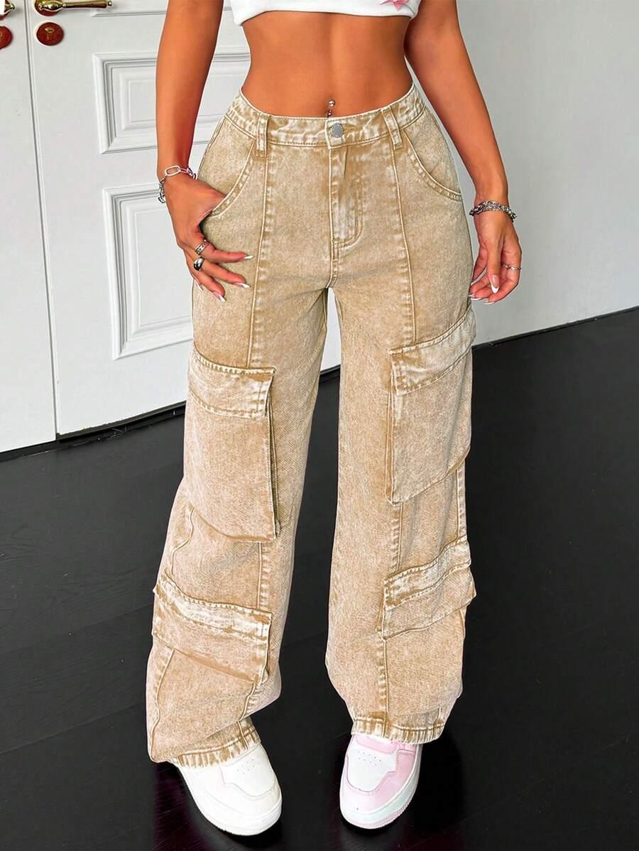 SHEIN BEŻOWE SPODNIE JEANS S06__XS