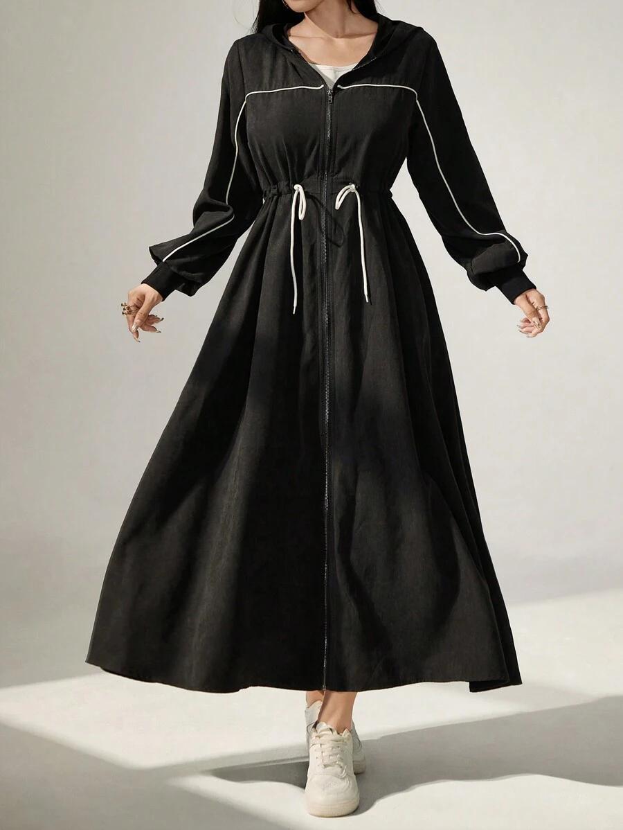 SHEIN CZARNA KURTKA KAPTUR S06__L