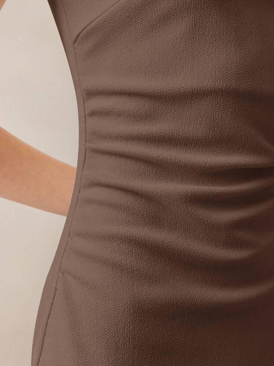 SHEIN BRĄZOWA SUKIENKA BEZ RĘKAWÓW S06__S