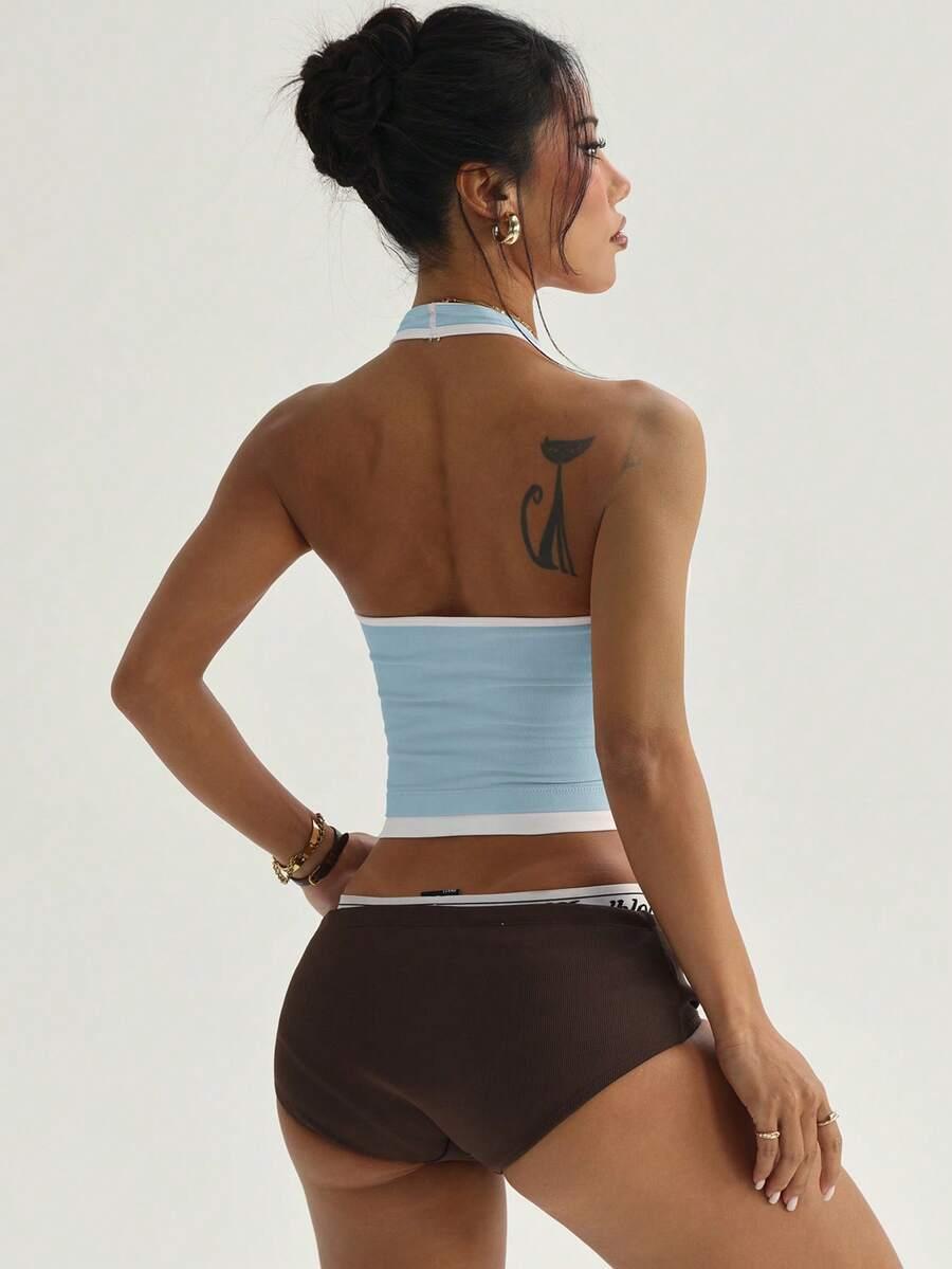 DEWBERA NIEBIESKI TOP ODKRYTE PLECY S06__M