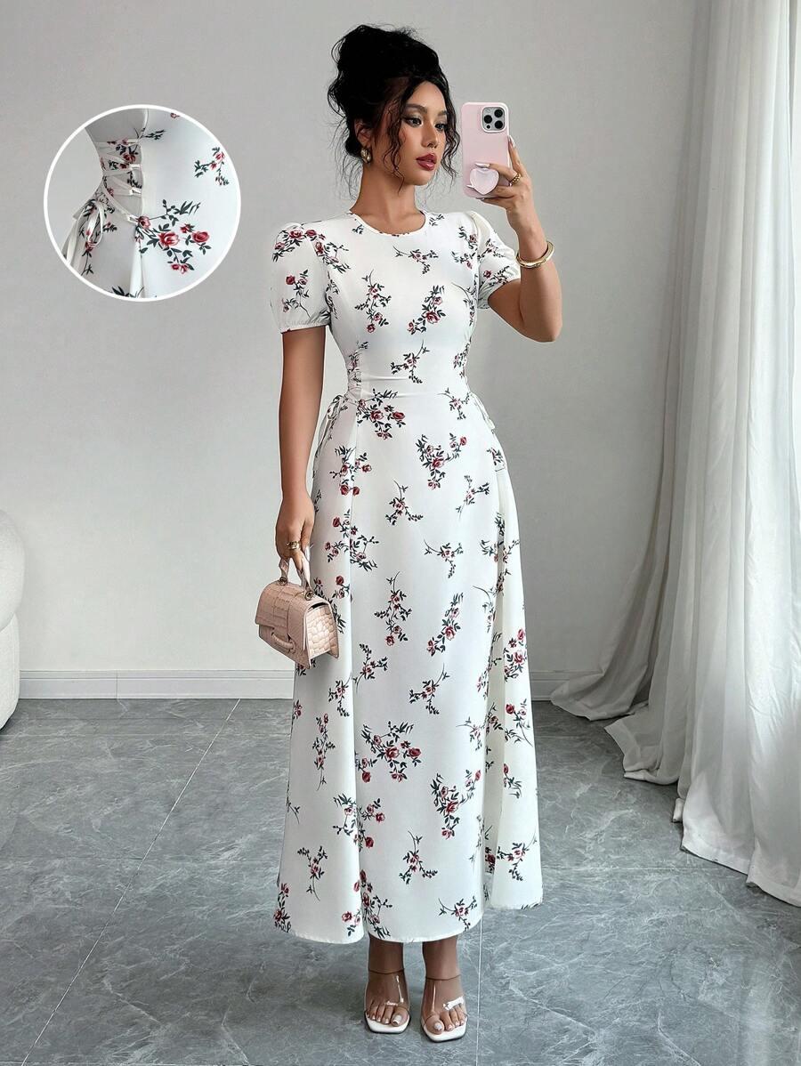 ELENZGA BIAŁA MAXI SUKIENKA WZÓR KWIATY S06__L