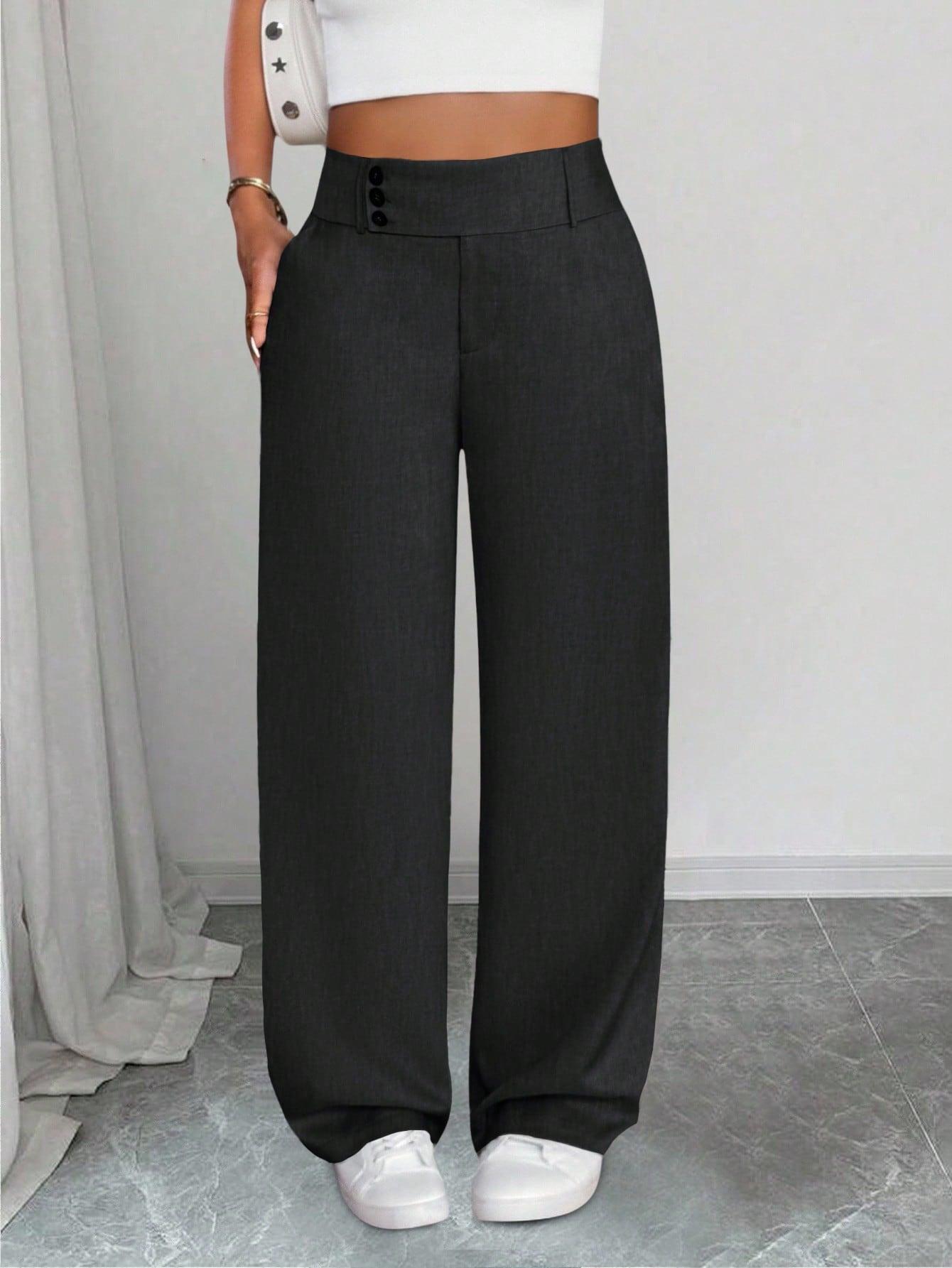 SHEIN CZARNE SPODNIE SZEROKIE NOGAWKI S06__52