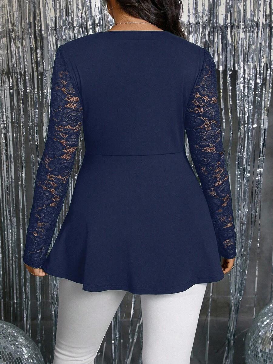 SHEIN GRANATOWA BLUZKA DŁUGI RĘKAW S06__50
