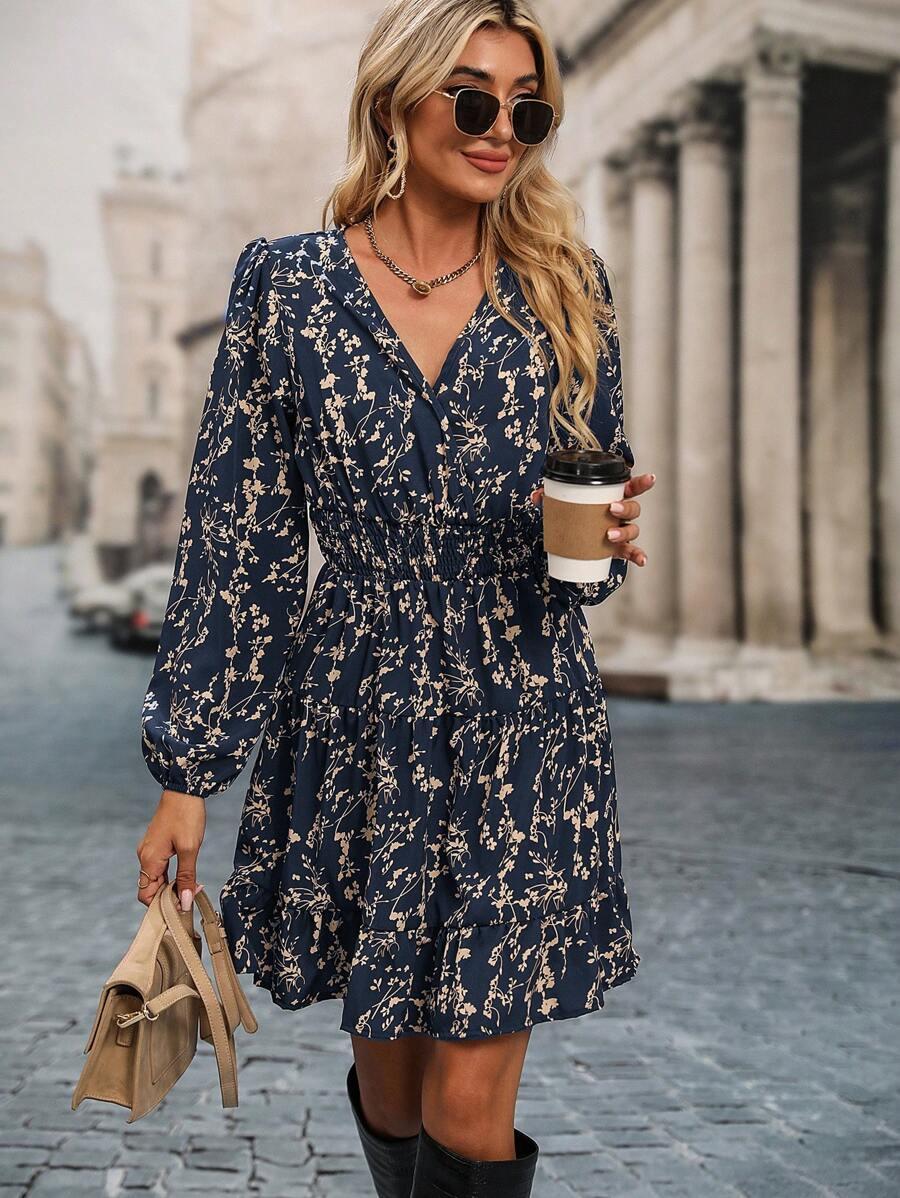SHEIN SUKIENKA DŁUGI RĘKAW WZÓR S06__S
