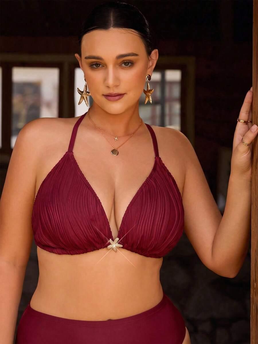 SWIM CHICCIA BORDOWA GÓRA OD BIKINI TEKSTURA ZDOBIENIE S09__52