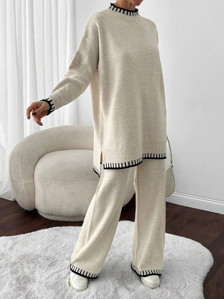 EURMUSE SWETER SPODNIE DZIANINOWY KOMPLET S06__S