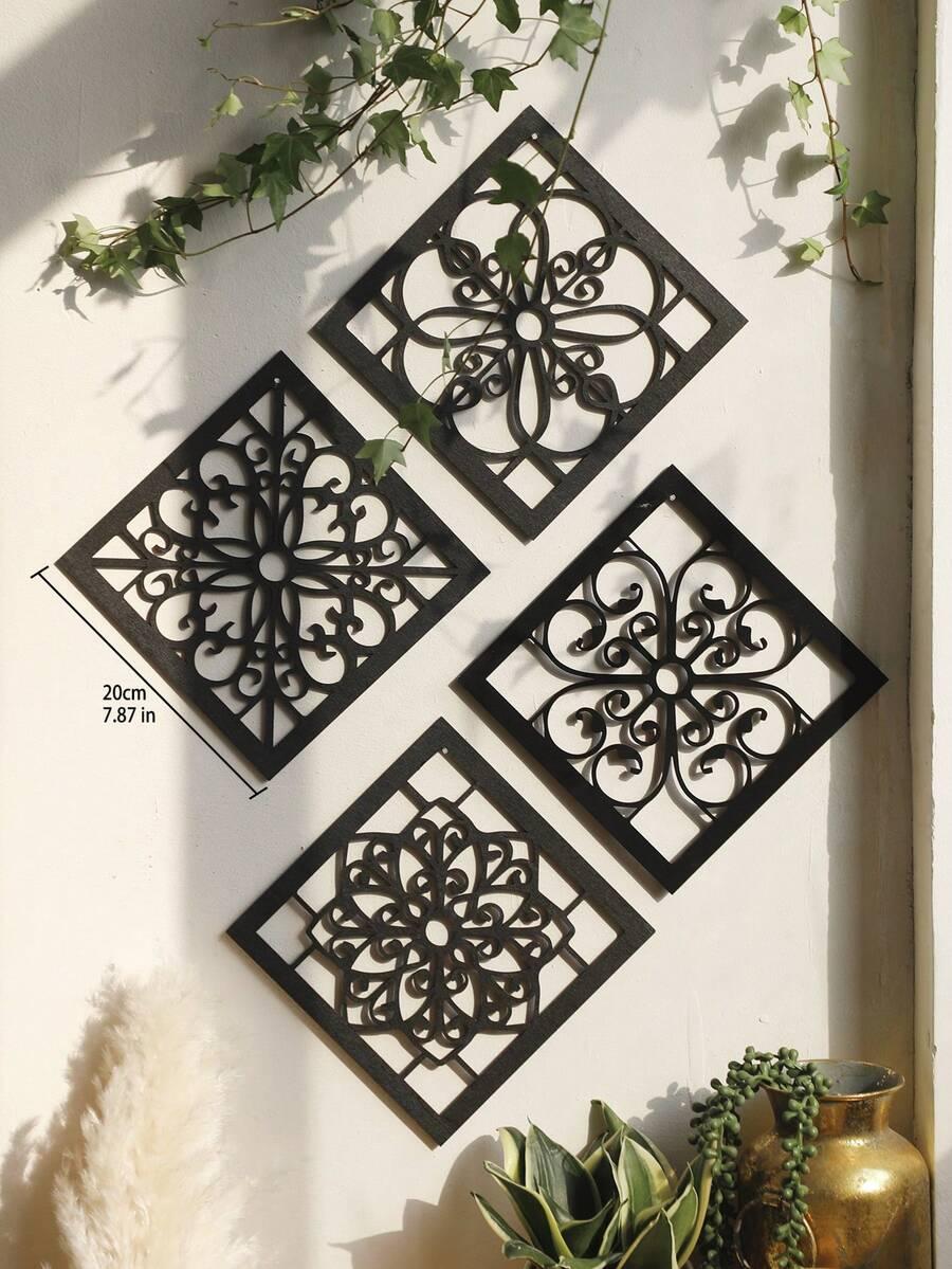 SHEIN DREWNIANE DEKORACJE ŚCIENNE 4-PACK S07__20X20CM