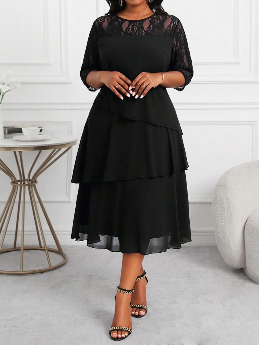 SHEIN CZARNA SUKIENKA KORONKA S06__46