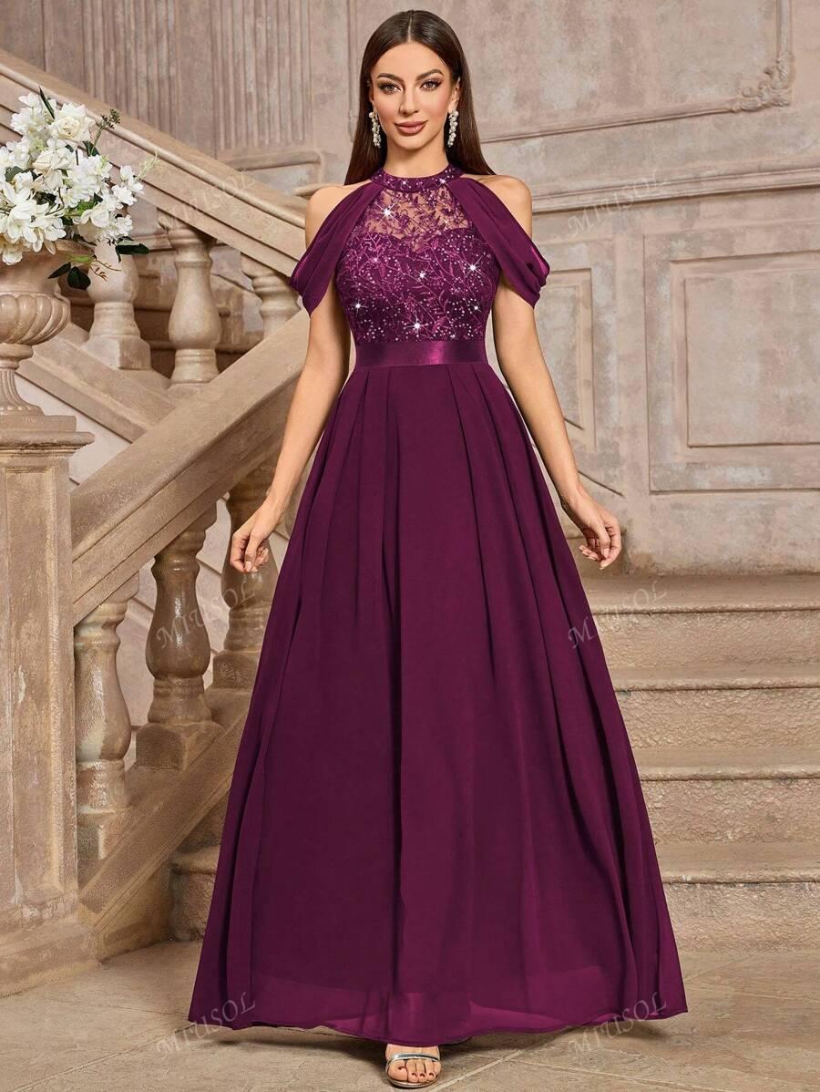 SHEIN FIOLETOWA MAXI SUKIENKA S06__M