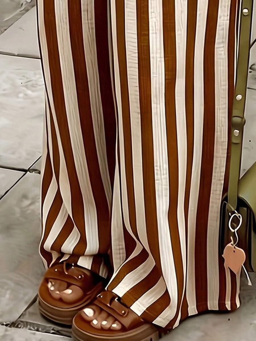 SHEIN SPODNIE CASUAL WZÓR PASKI PK01__S