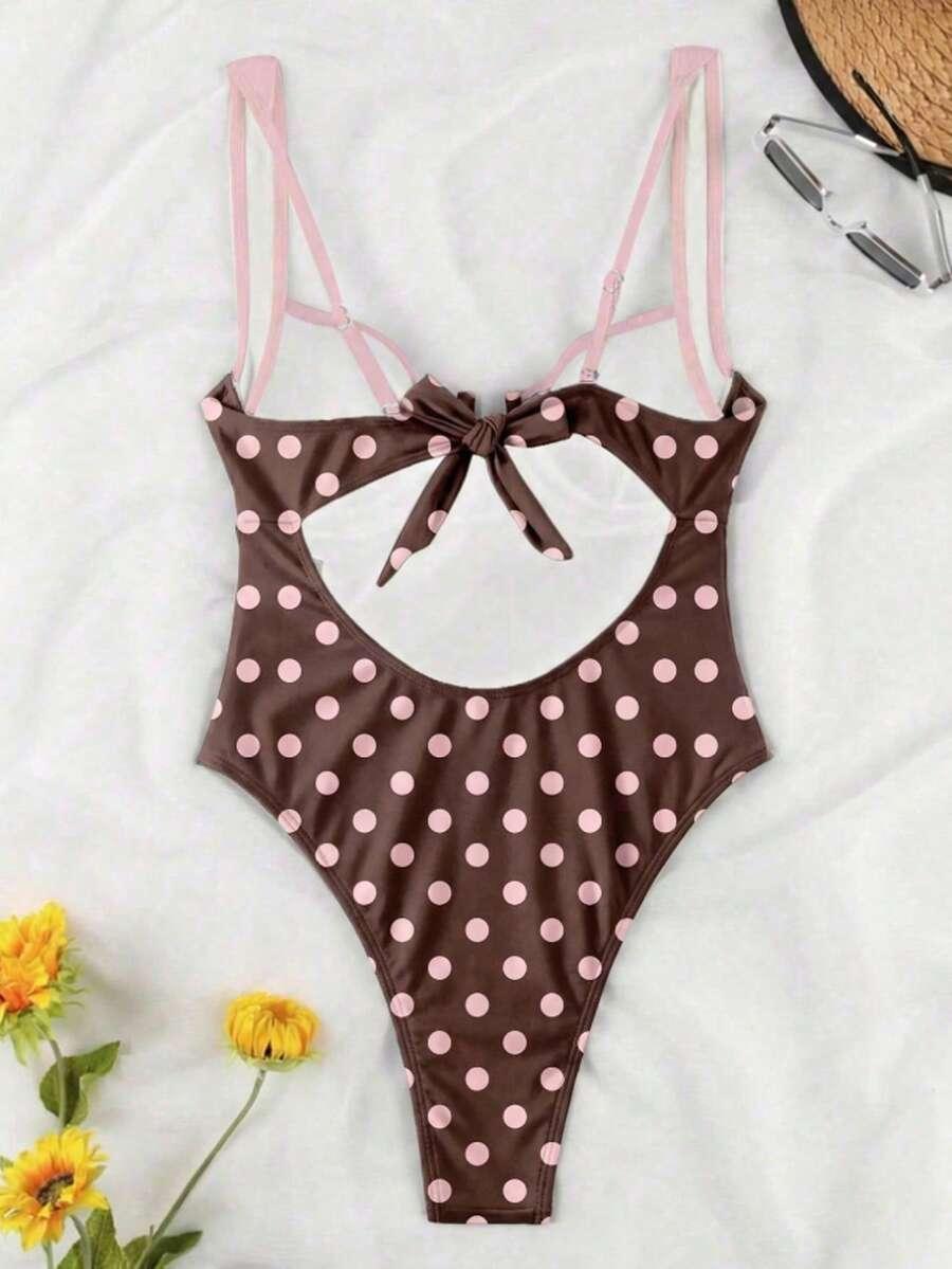 SHEIN JEDNOCZĘŚCIOWY STRÓJ KĄPIELOWY GROSZKI S09__L