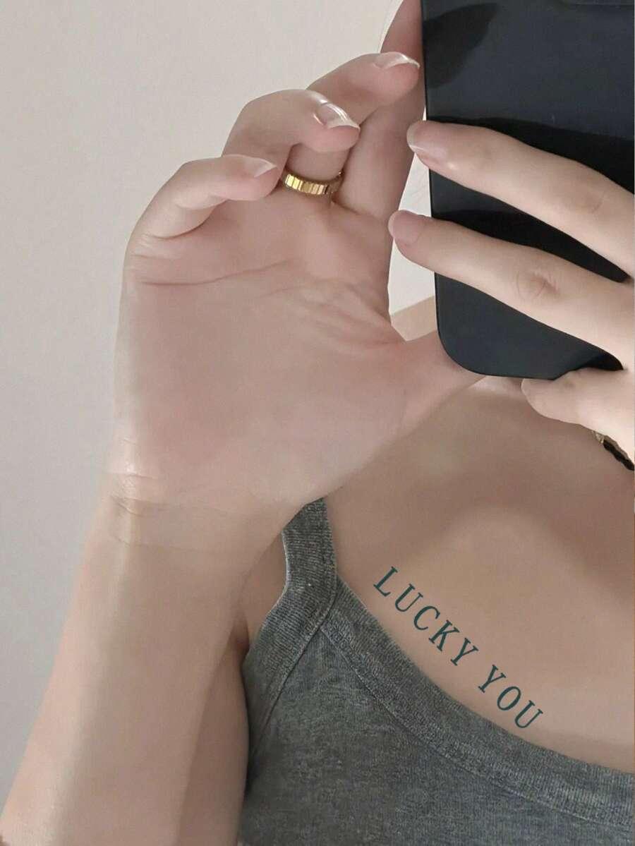 SHEIN ZMYWALNY TATUAŻ NAPIS LUCKY YOU S07
