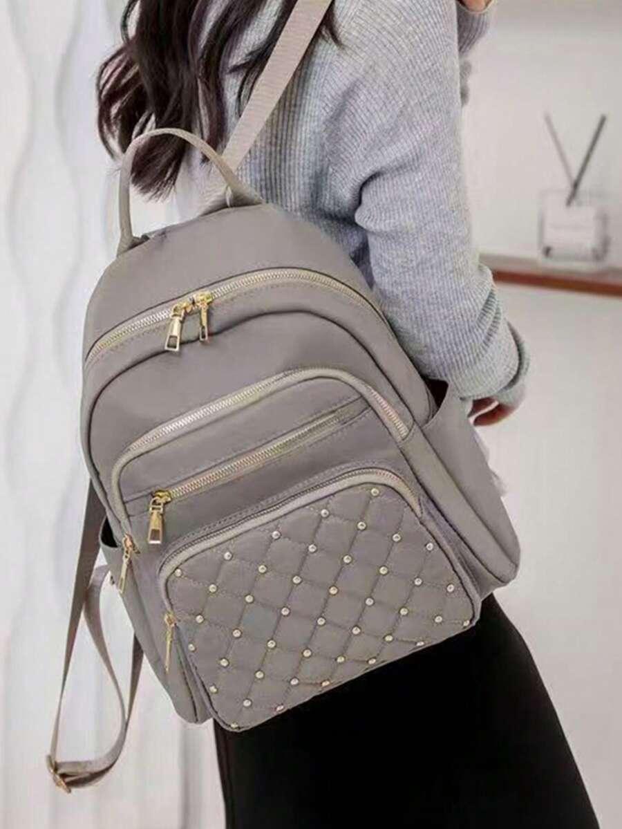 SHEIN BEŻOWY PLECAK ZDOBIENIE S07__26X12X30CM