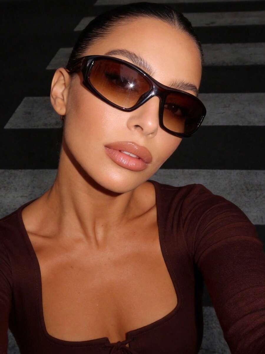 SHEIN BRĄZOWE OKULARY PRZECIWSŁONECZNE S07
