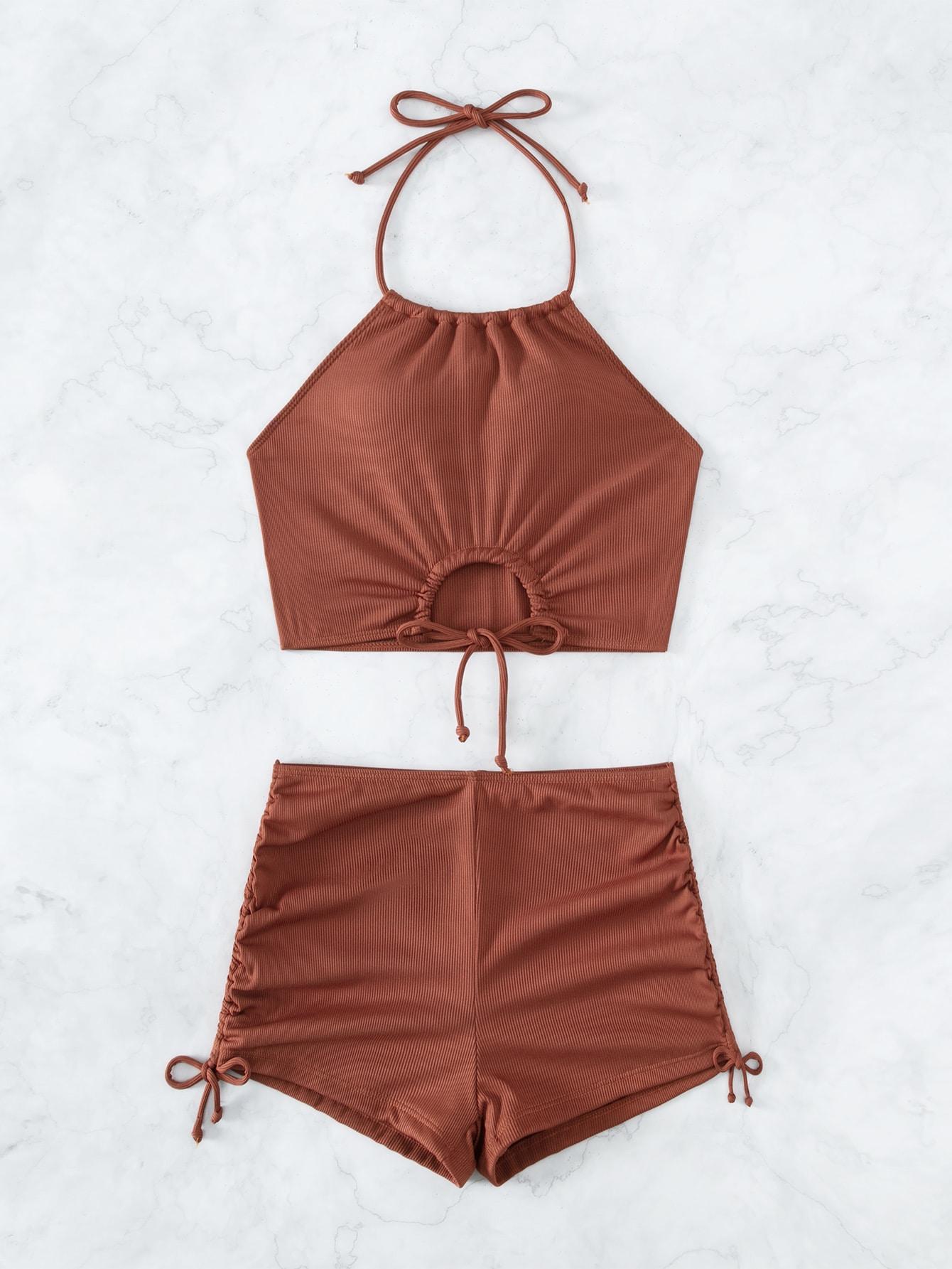 SHEIN MIEDZIANY DWUCZĘŚCIOWY KOSTIUM KĄPIELOWY S09__M