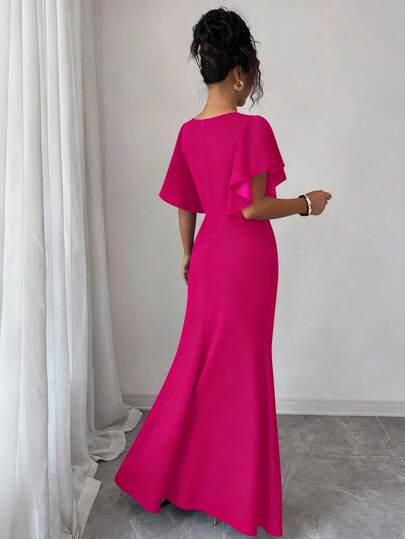SHEIN RÓŻOWA MAXI SUKIENKA ROZCIĘCIE S06__L