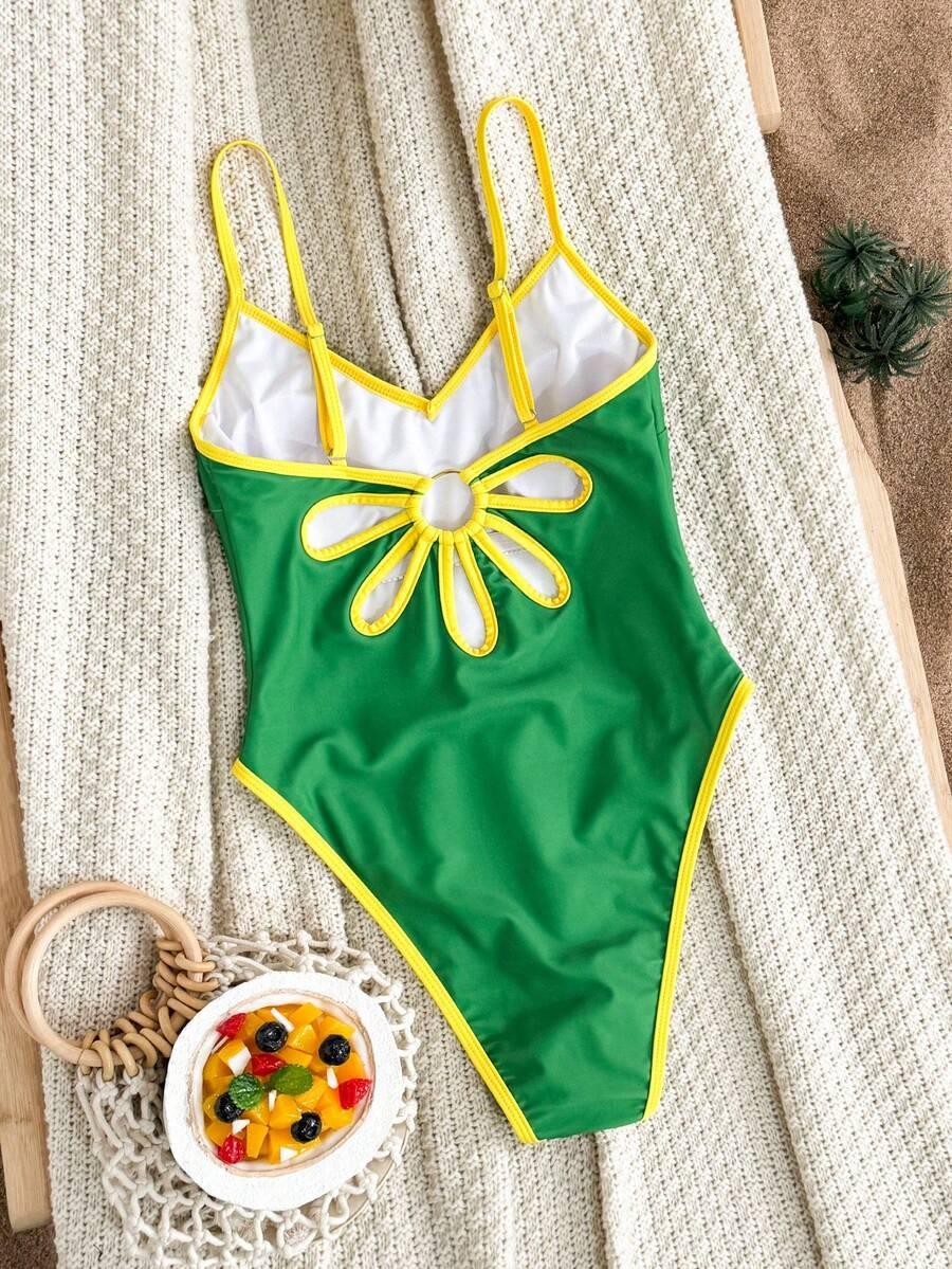 SHEIN ZIELONY JEDNOCZĘŚCIOWY STRÓJ KĄPIELOWY S09__L