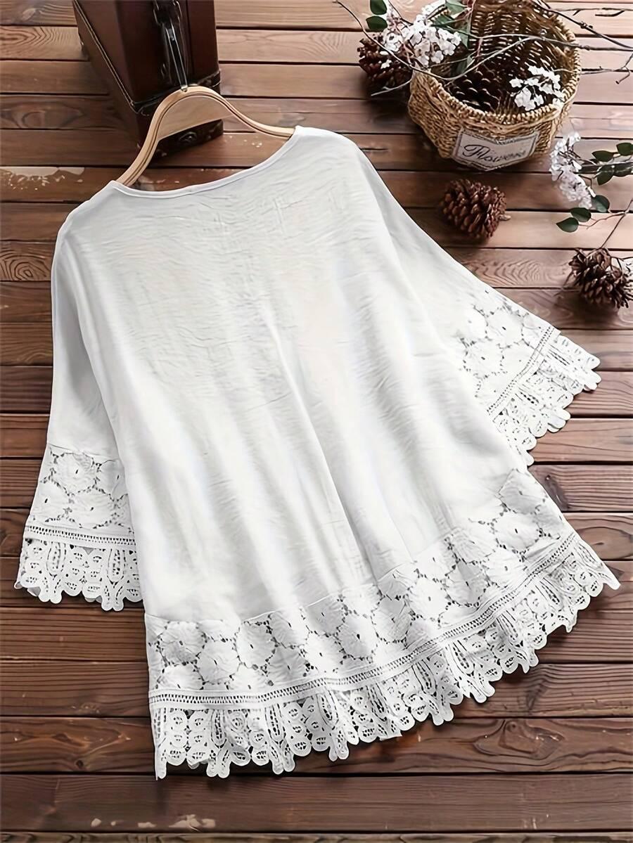 SHEIN BIAŁA BLUZKA HAFT S06__M