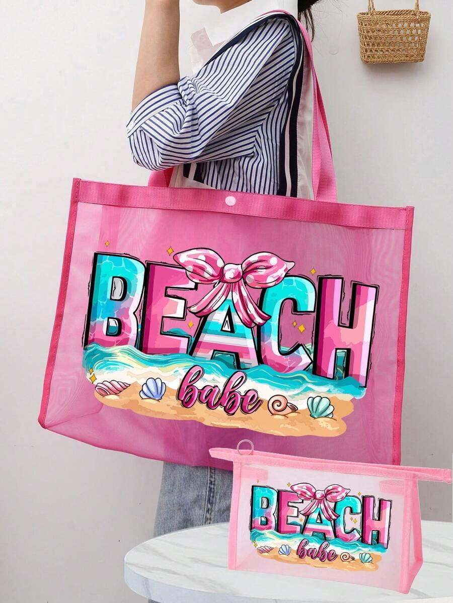 SHEIN RÓŻOWA TORBA PLAŻOWA S07__23,5X18CM