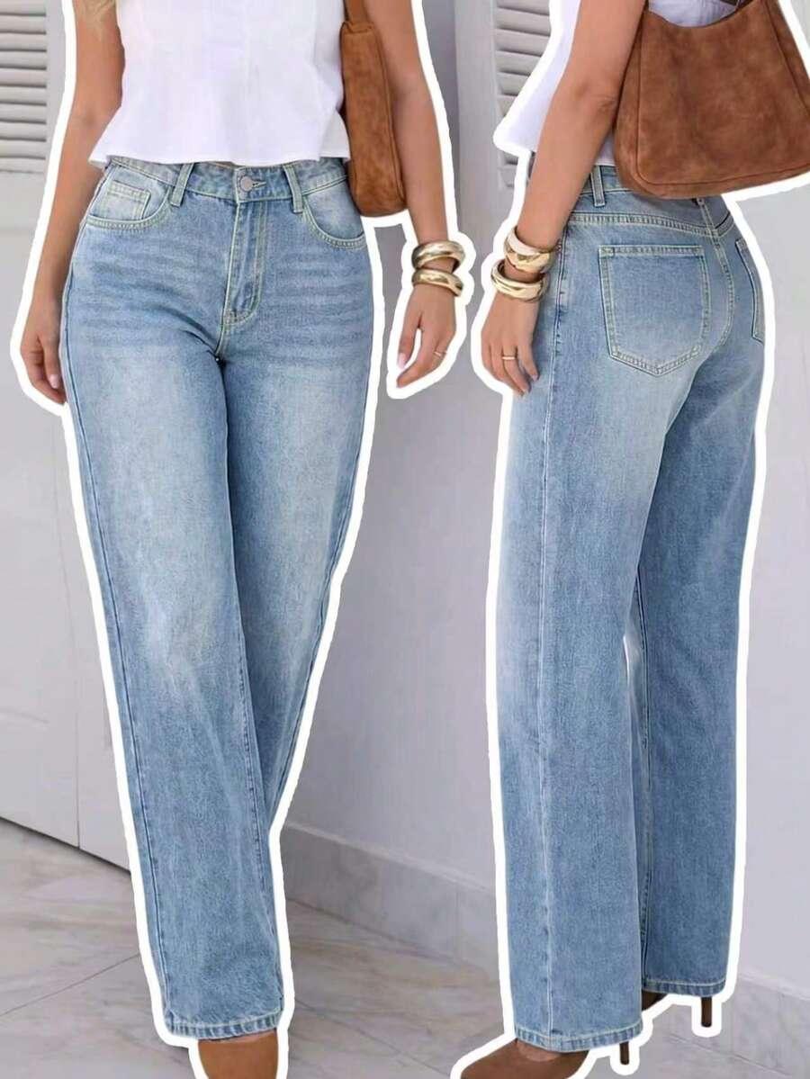 SHEIN NIEBIESKIE PROSTE SPODNIE JEANS PK01__XL